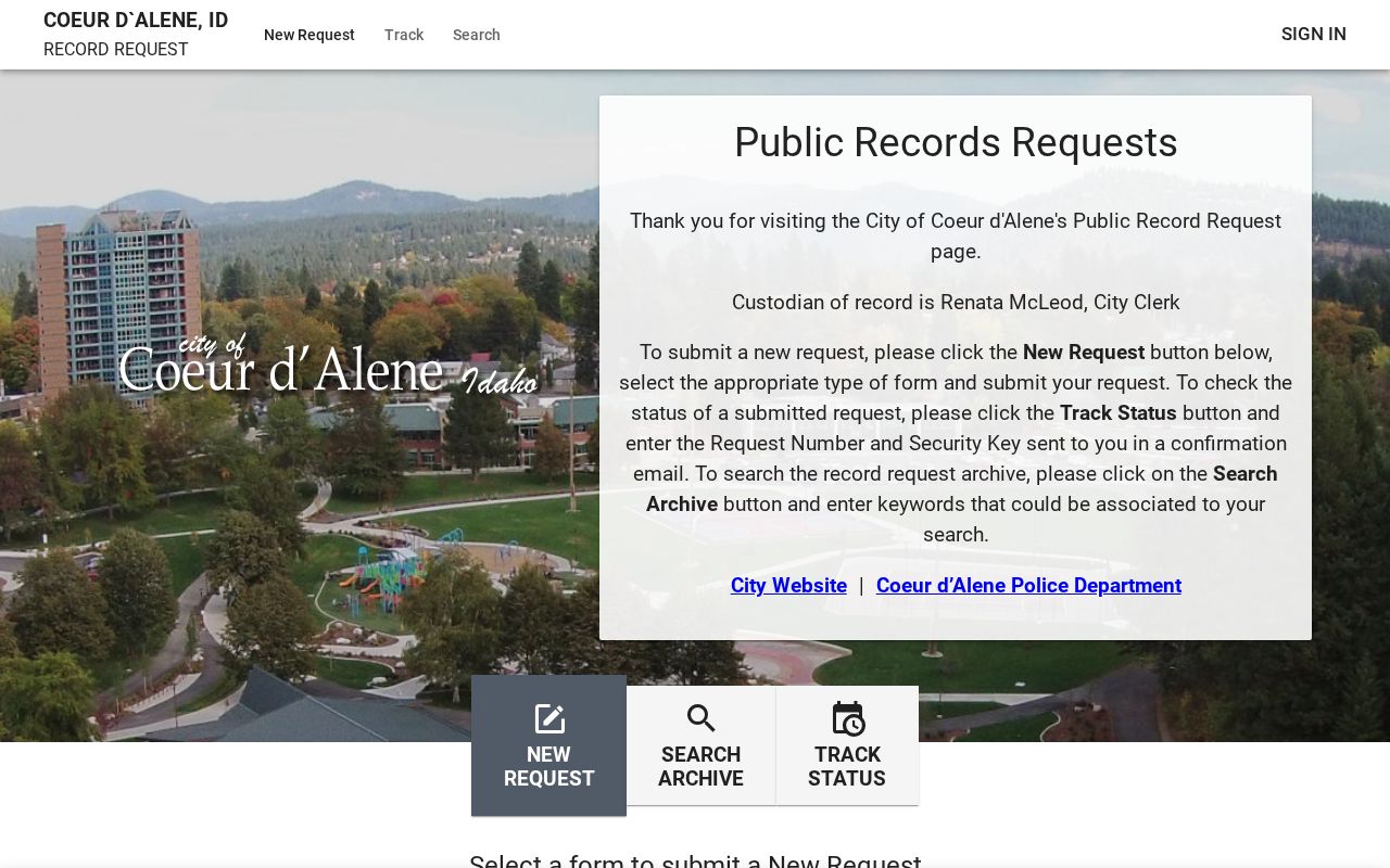 Coeur d'Alene residents directory city records request