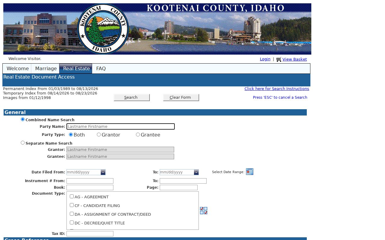 Coeur d'Alene residents directory deed index
