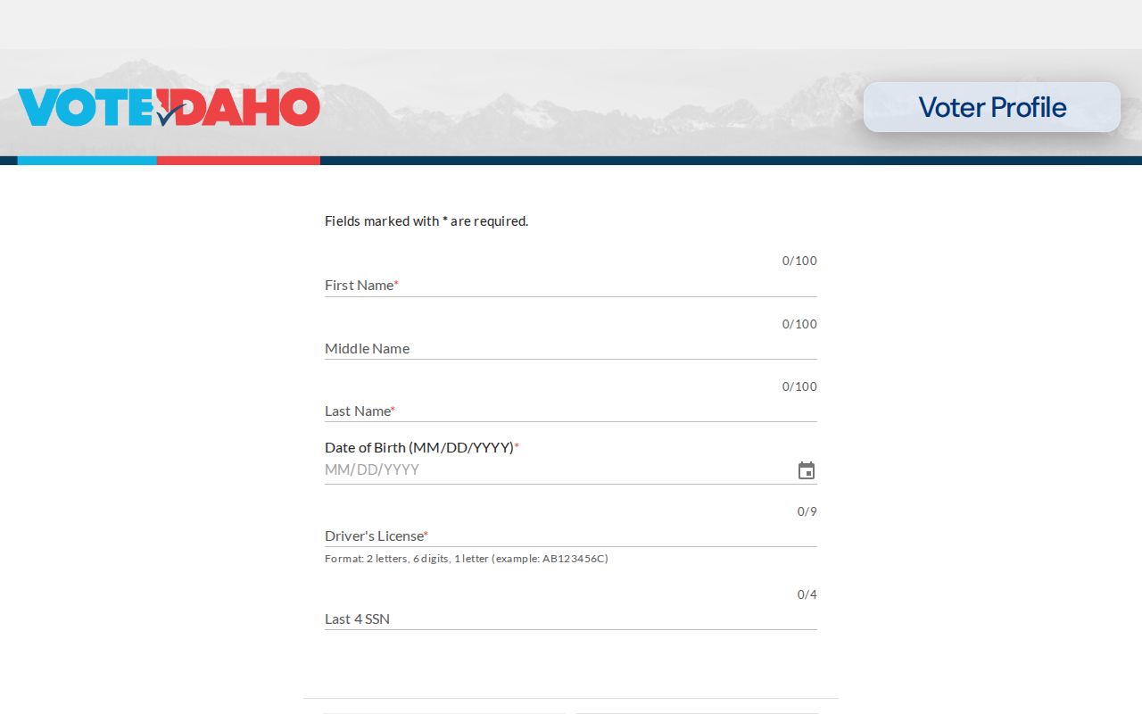 VoteIdaho voter record lookup for an individual registration search