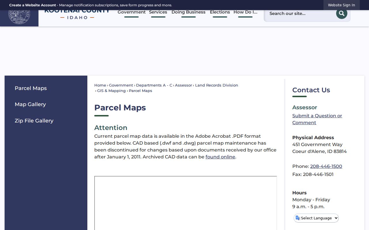 Coeur d'Alene street directory Kootenai County parcel maps